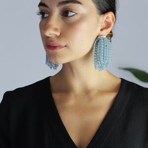 Rachel Comey Arcadia Blue Beaded Earrings in excellent pre-owned condition.